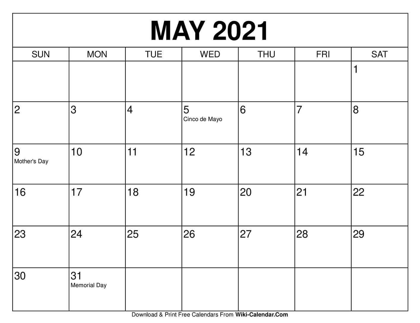 Get Calendar April May 2021