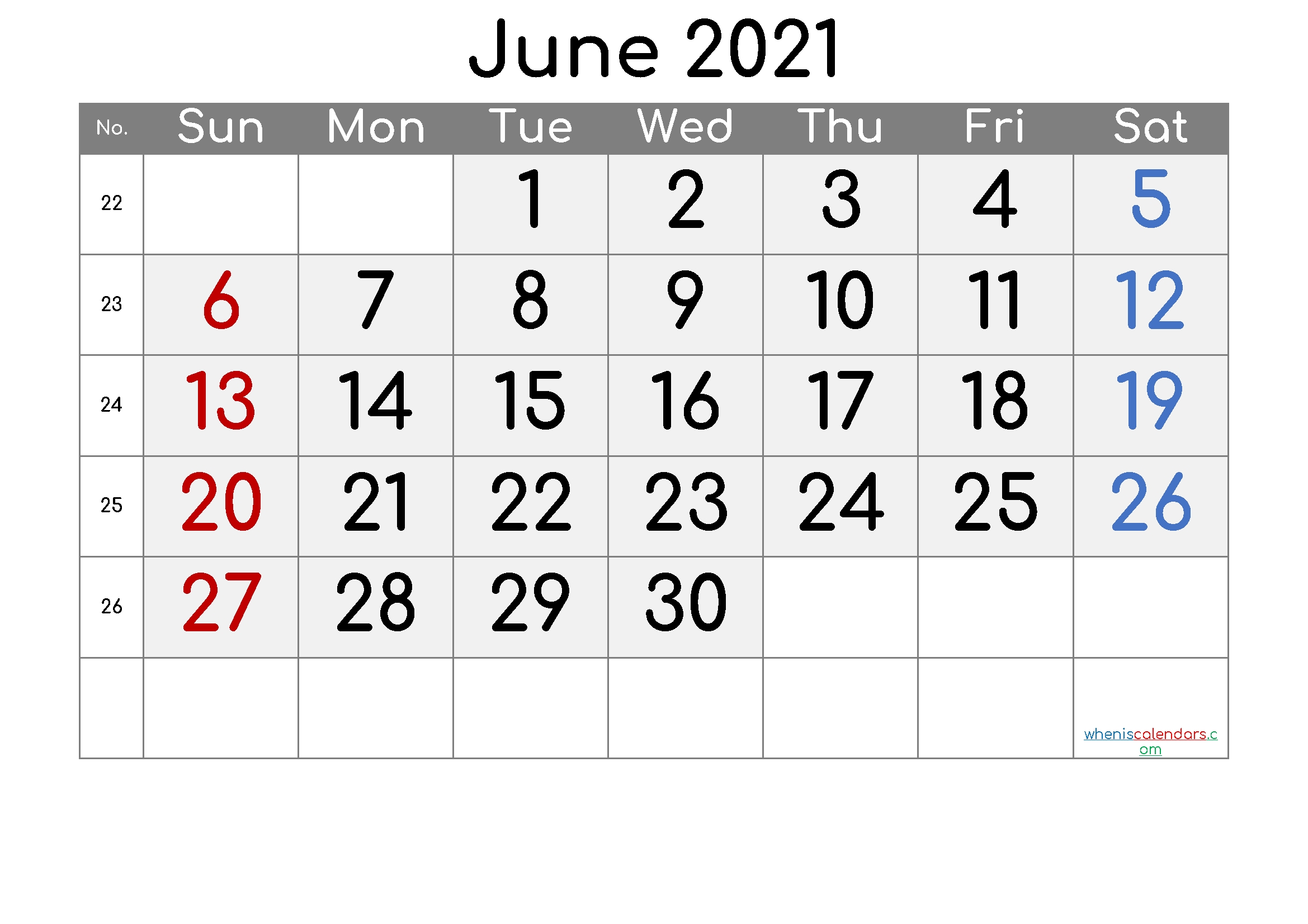 Get Calendar Weekly June 2021 Printable