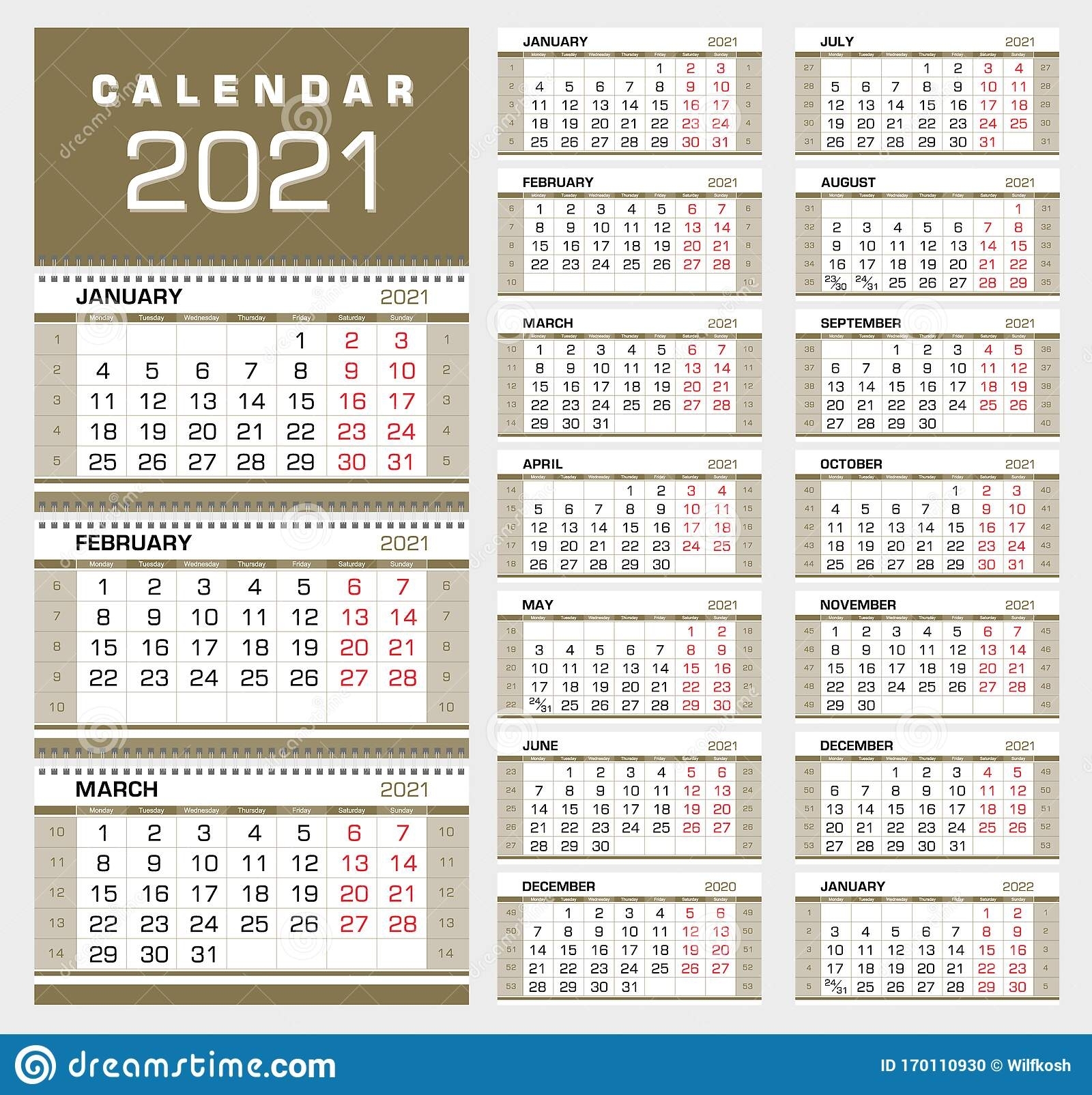 Get Calender 2021 Week Start Monday