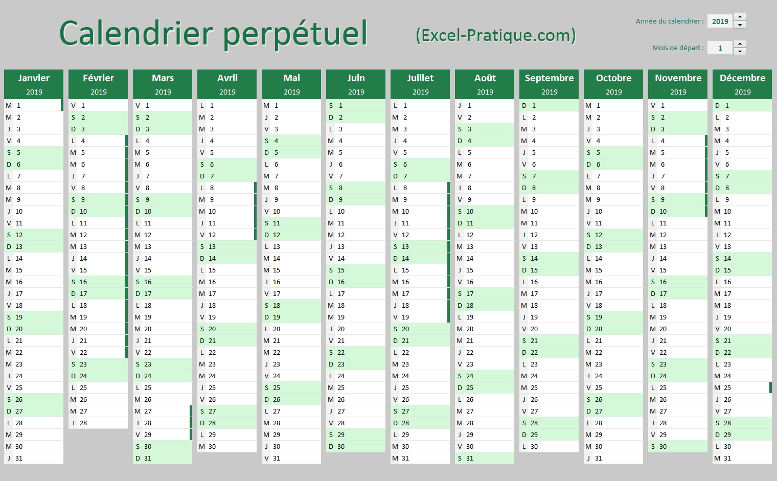 Get Calendrier Mois Excel