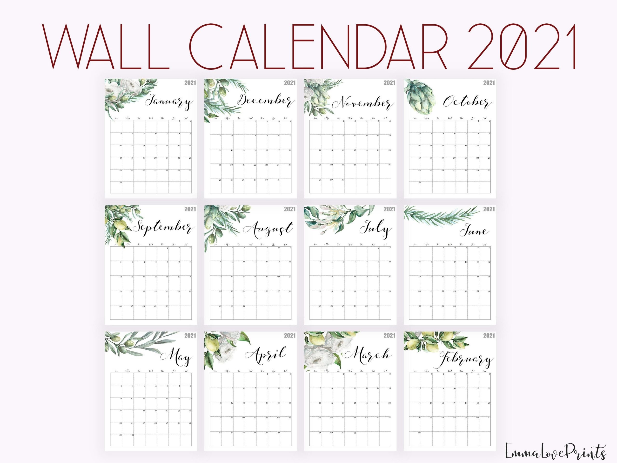 Get Cute Printable Calendar 2021