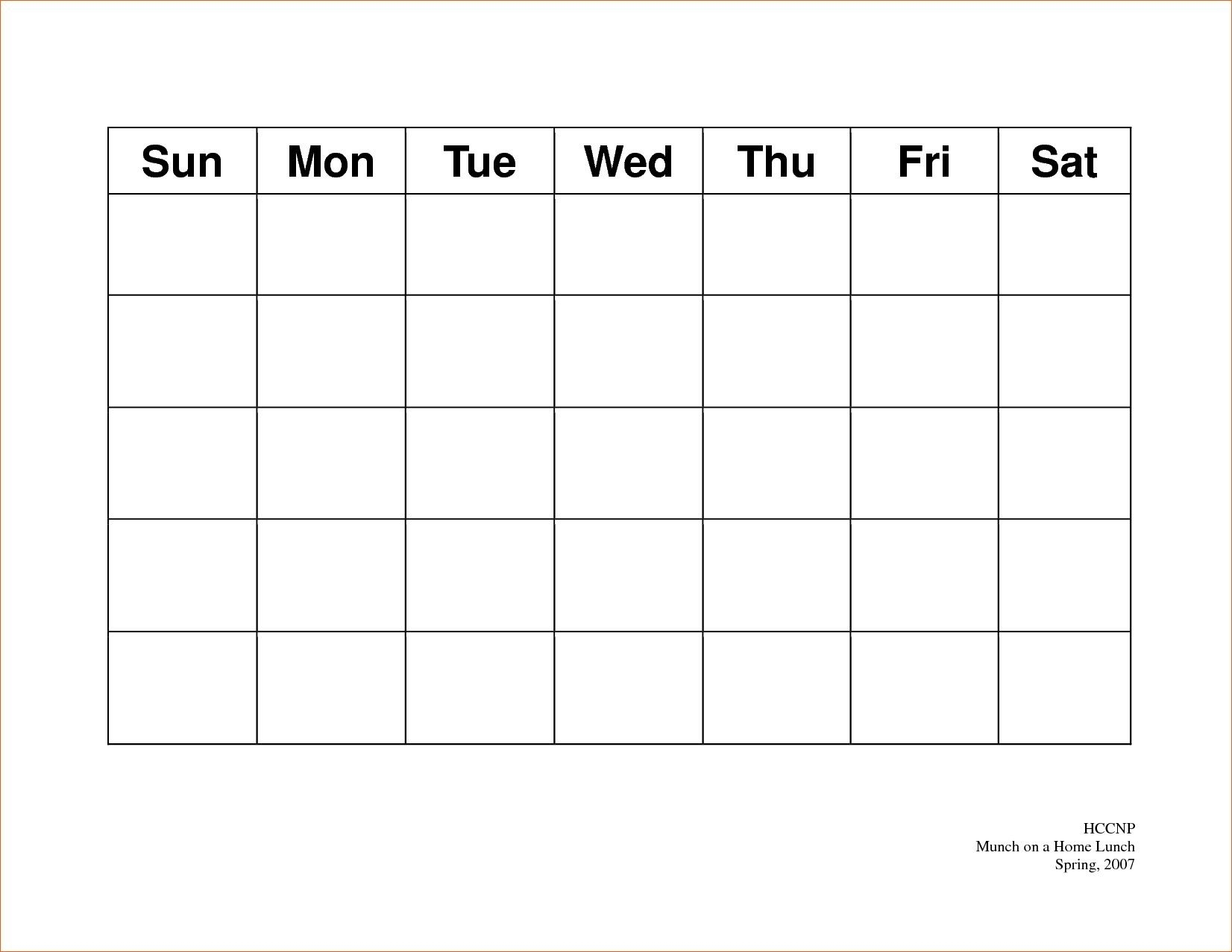 Printable Calendar With Just Days Of Week