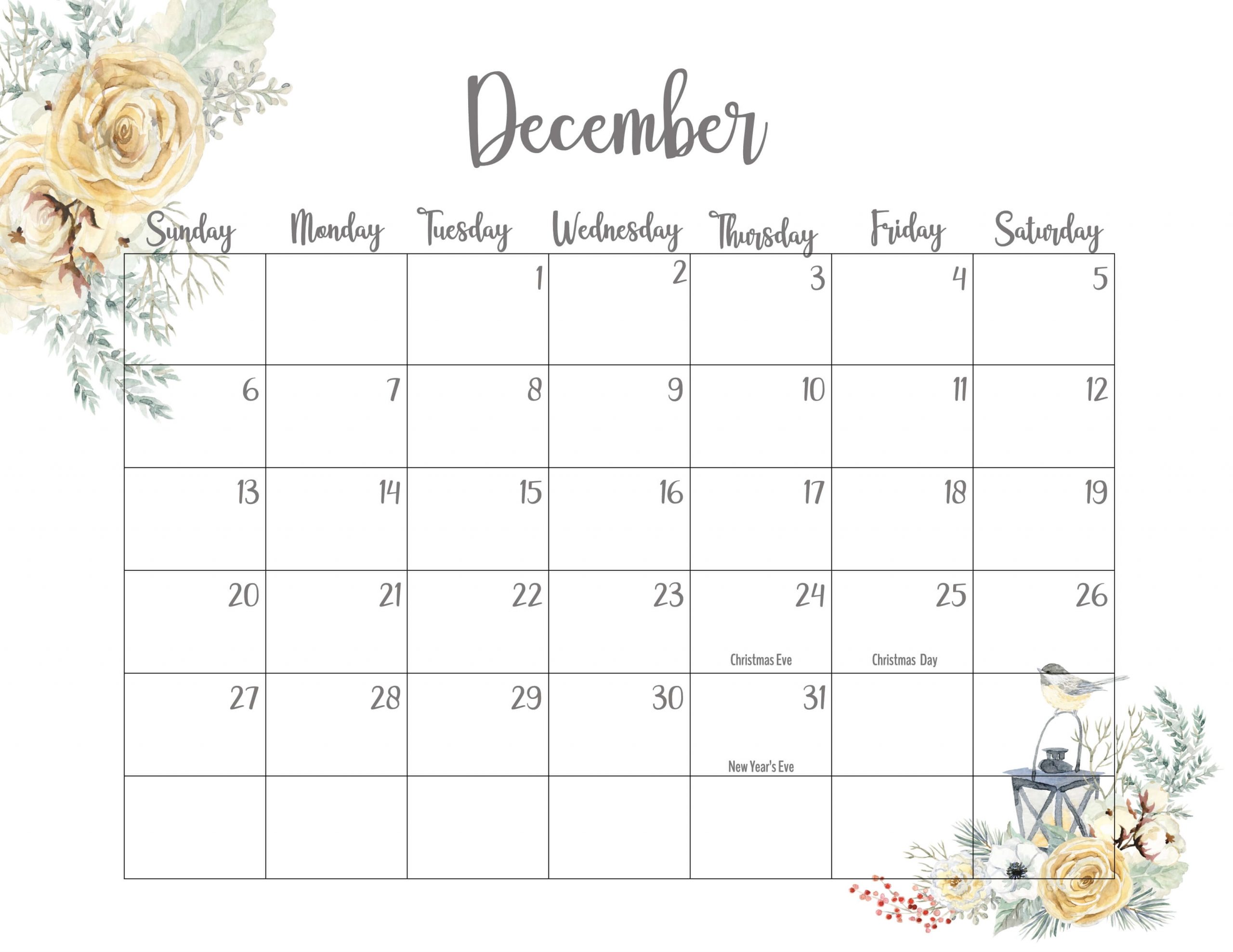 Get December 2021 Calendar Girly