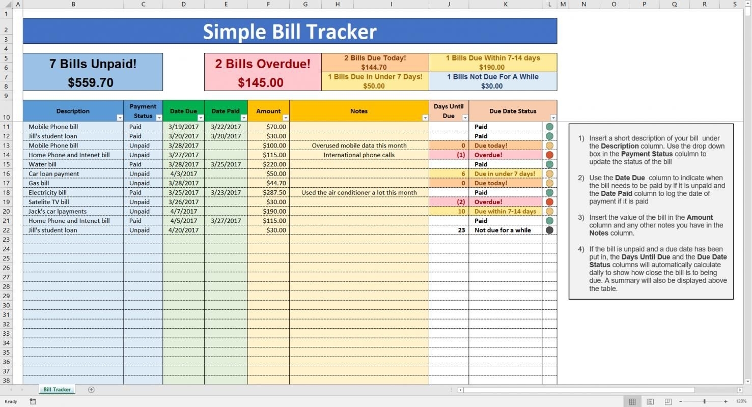 Get Excel Bill Roganizer