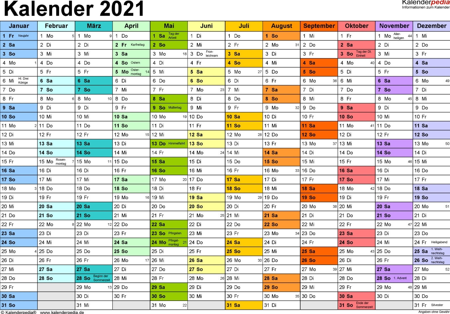 Get Exel Kalender 2021 Deutsch