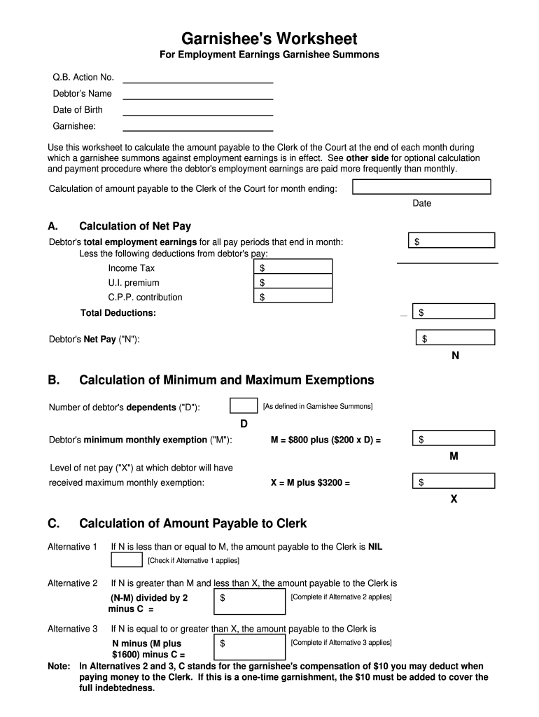 Garnishment Of Wages Calculator
