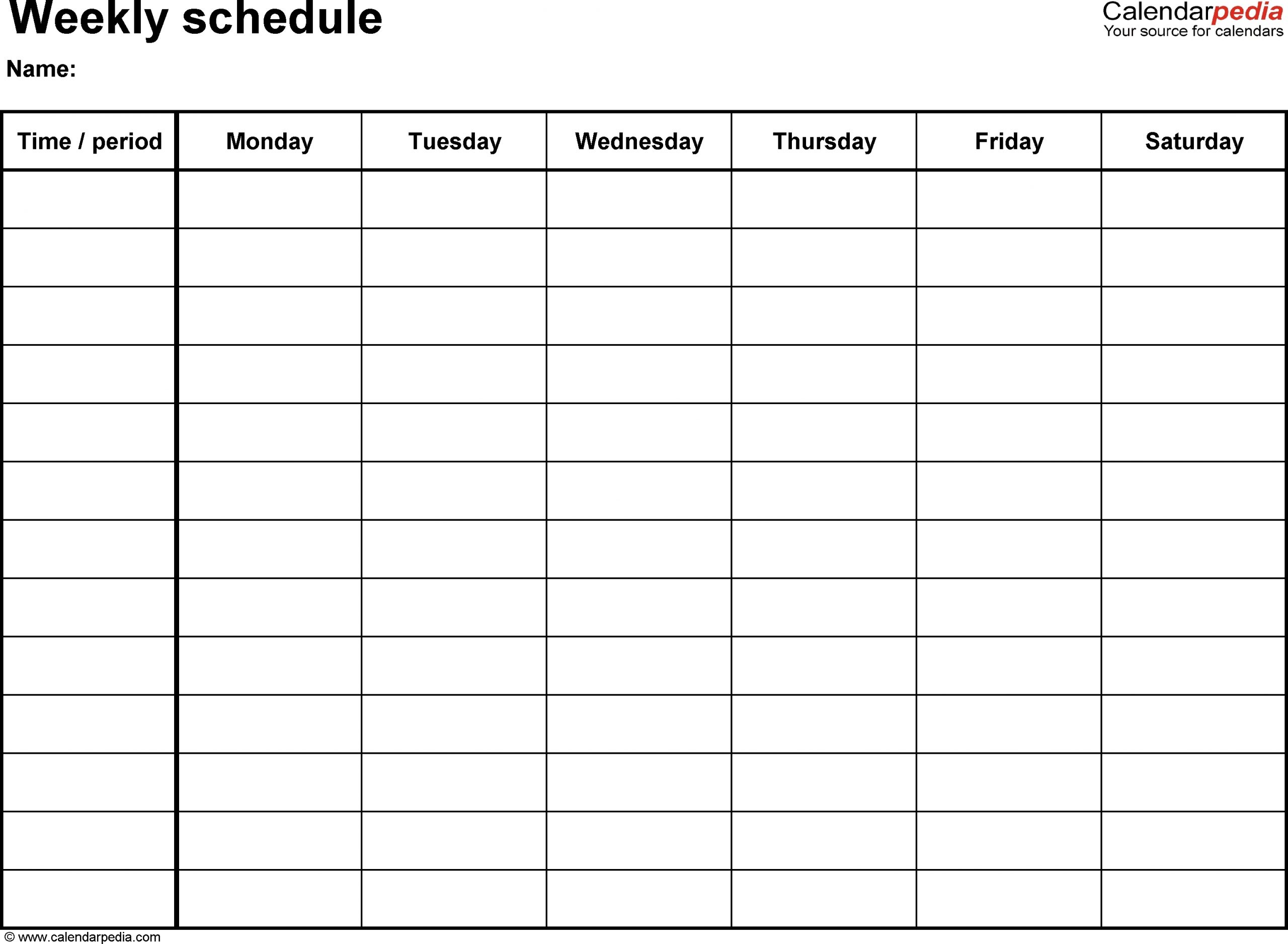 Get Free Printable Weekly Schedule Template