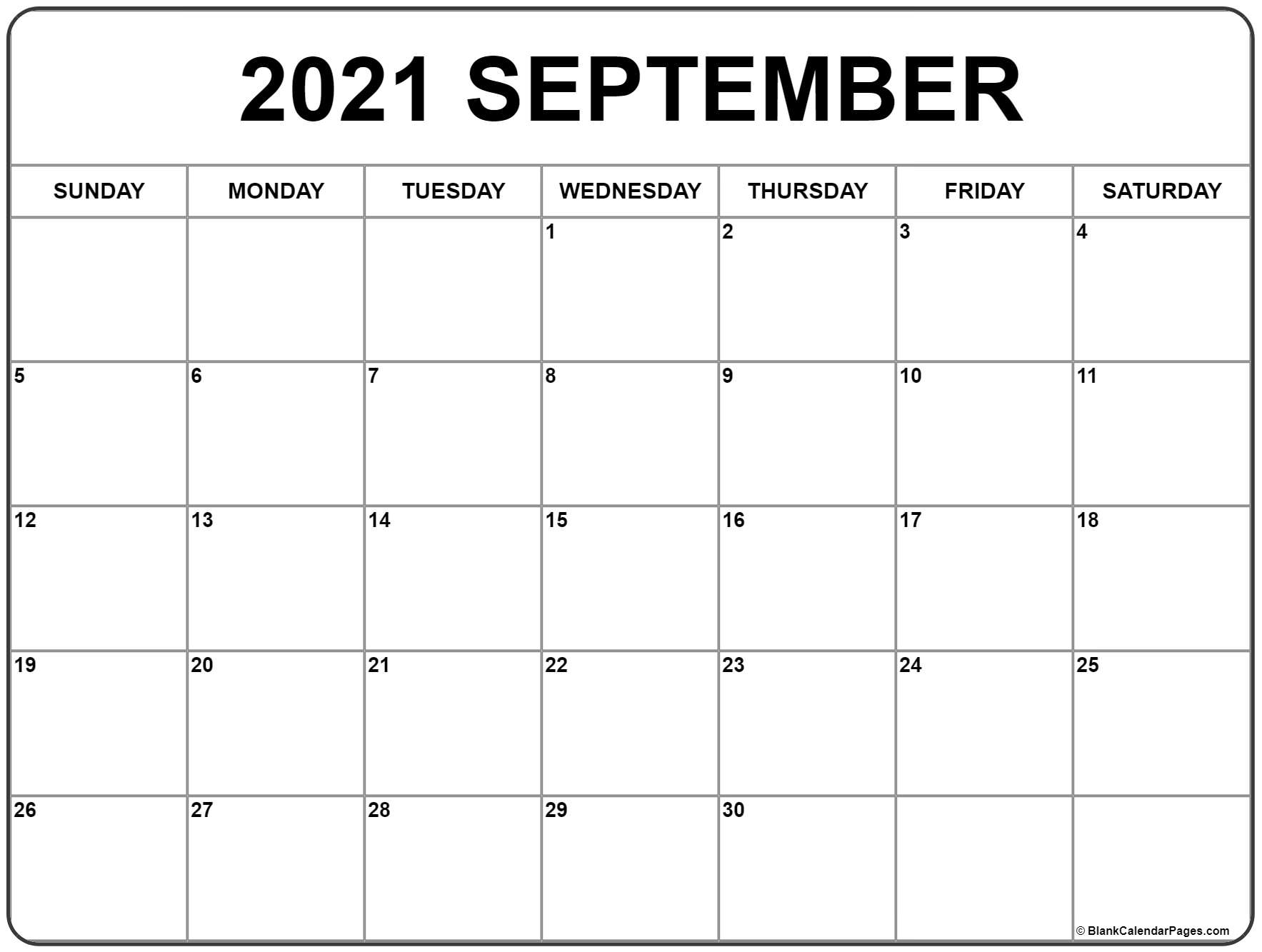 Get Full Size September 2021 Calendar Printable