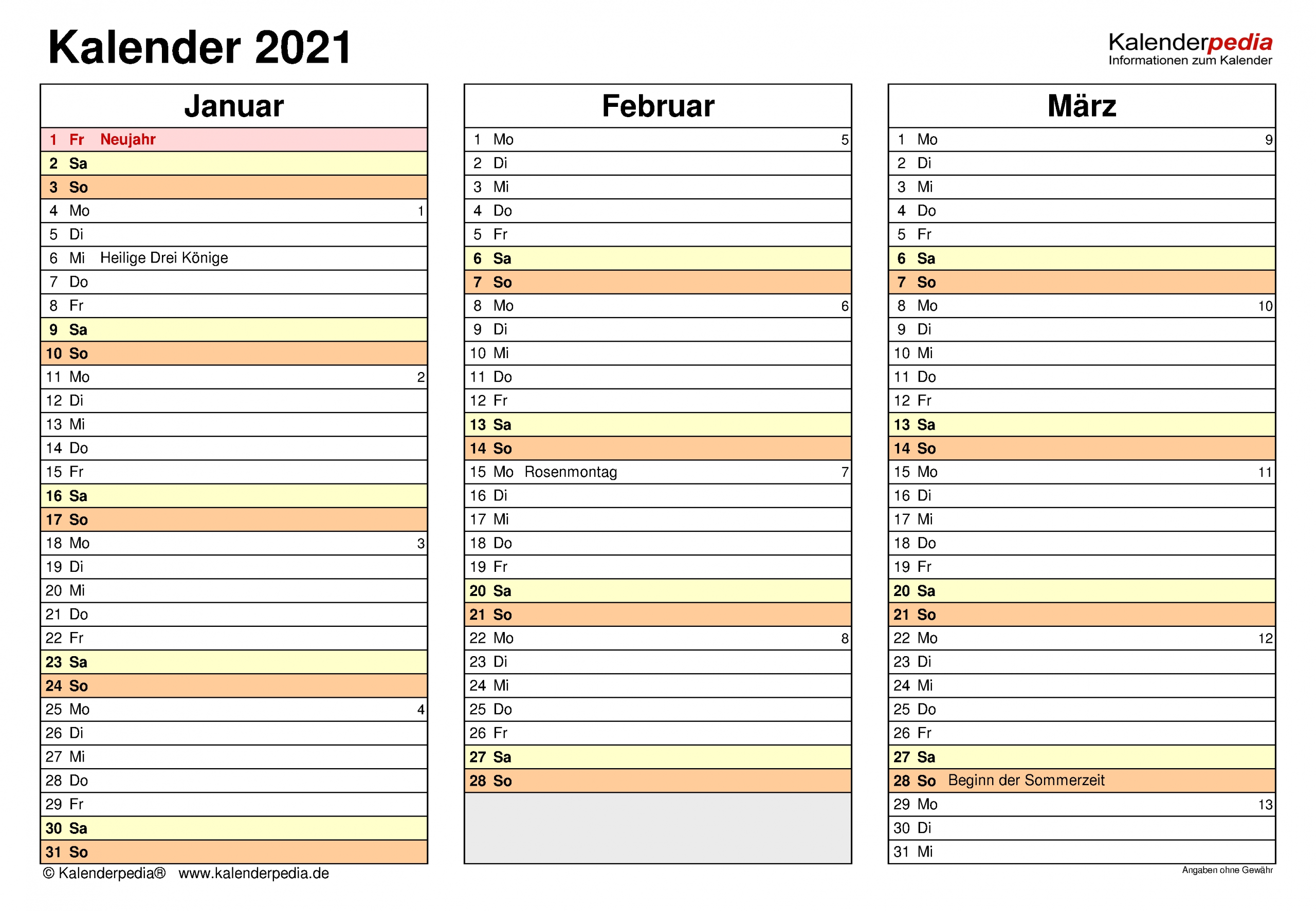 Get Jahreskalender 2021 Gross