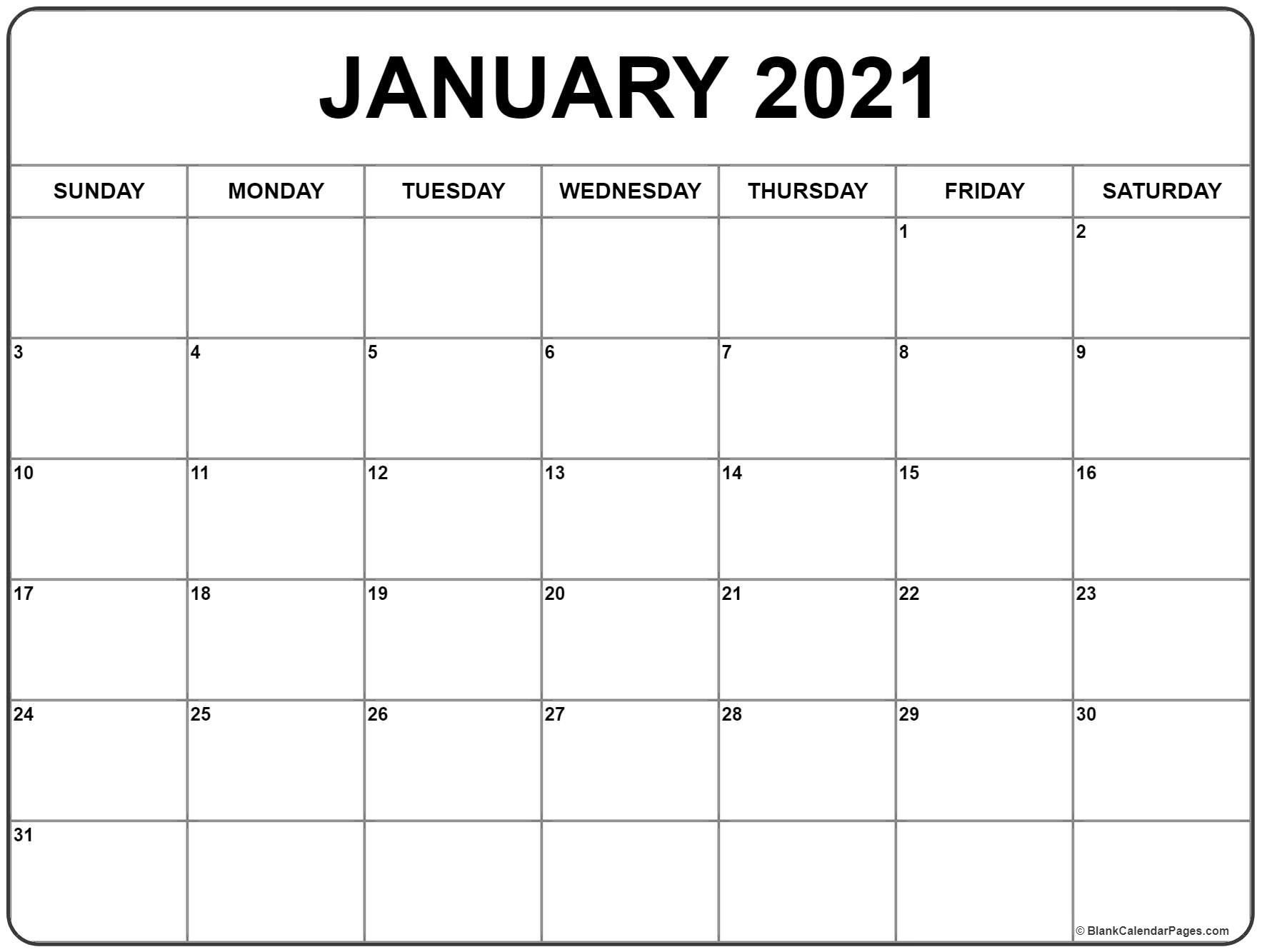 Get January 2021 Calendar