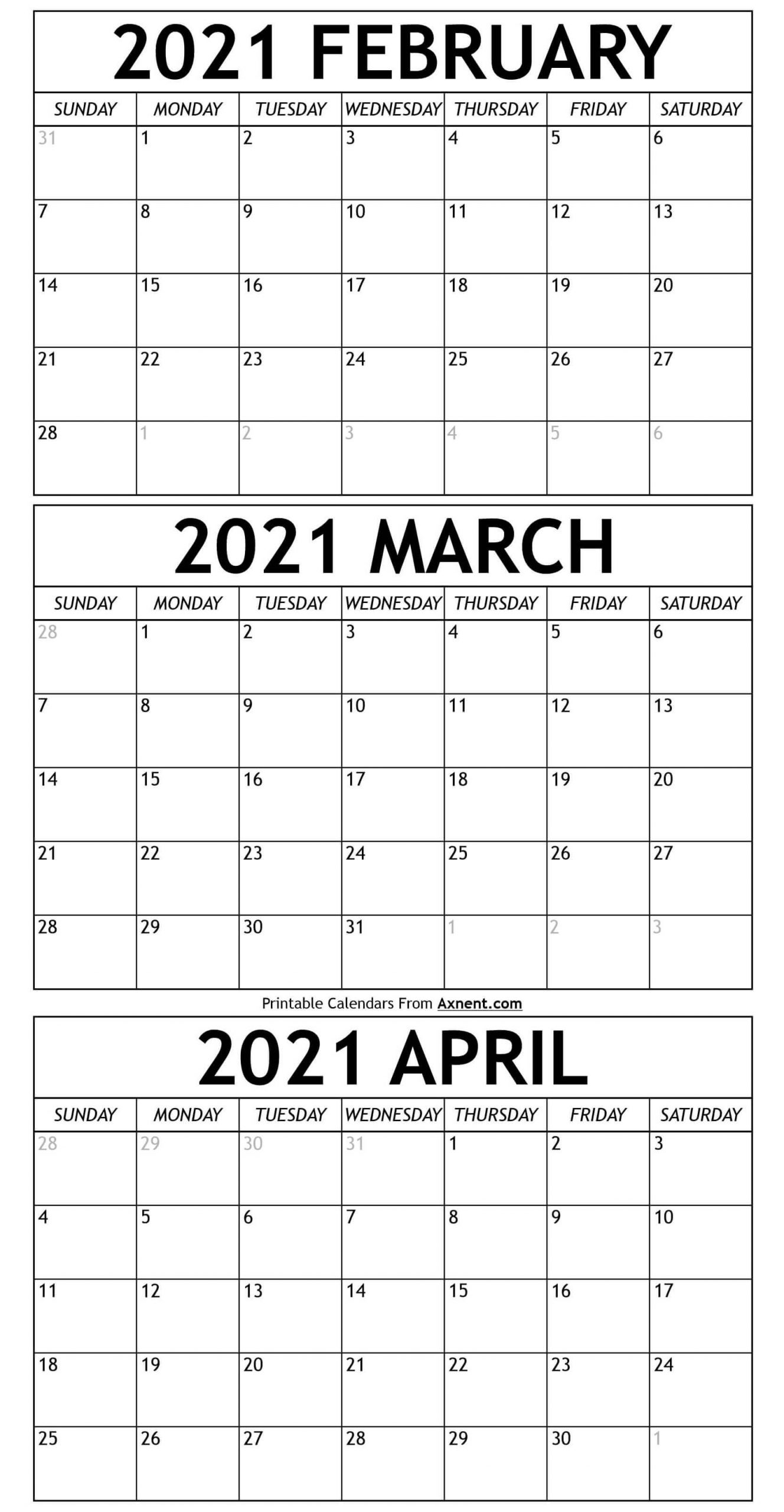 Get January February March April 2021 Calendar Printable