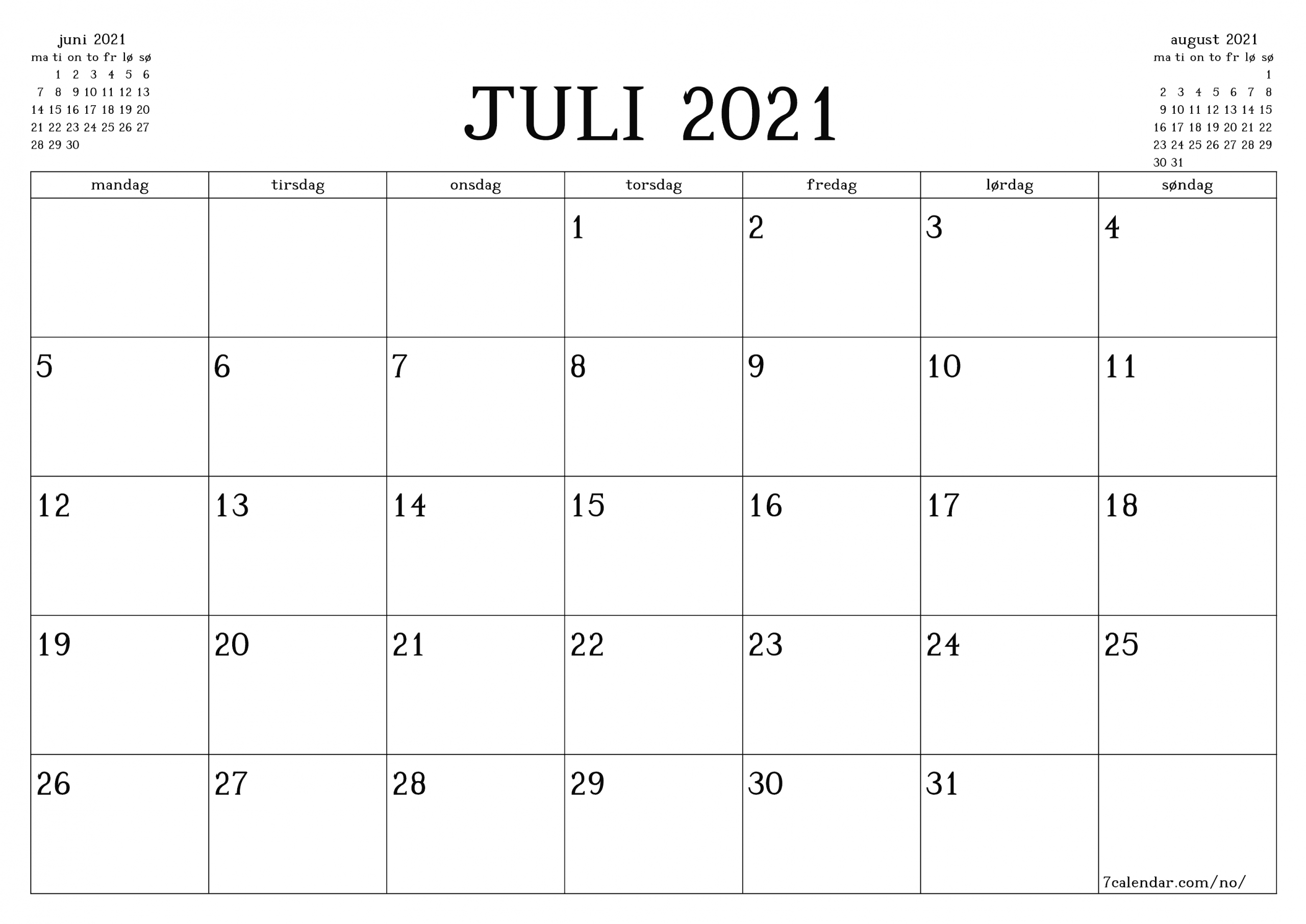 Get Juli 2021 Kalender