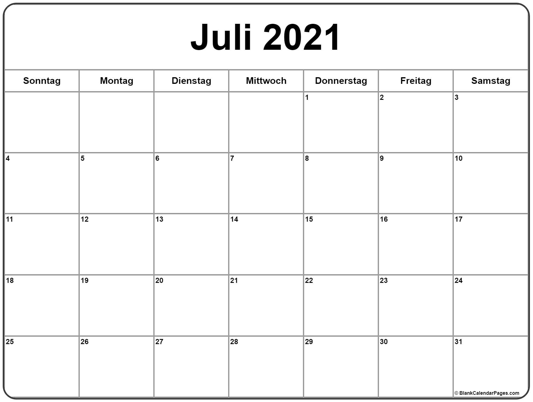 Get Juli 2021 Kalender