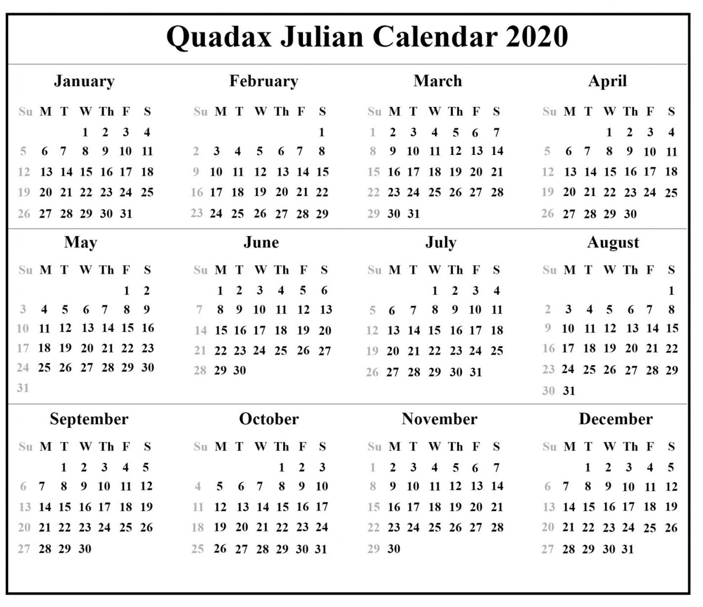 Get Julian Week Calendar 2021