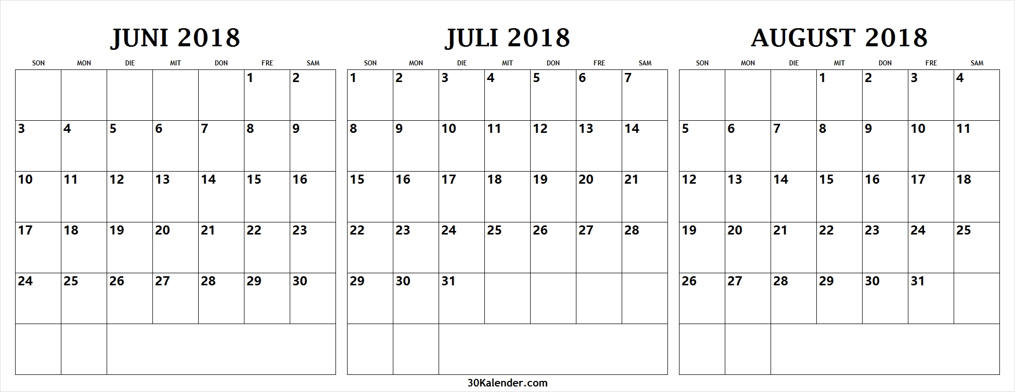 Get Kalender Juni Juli August