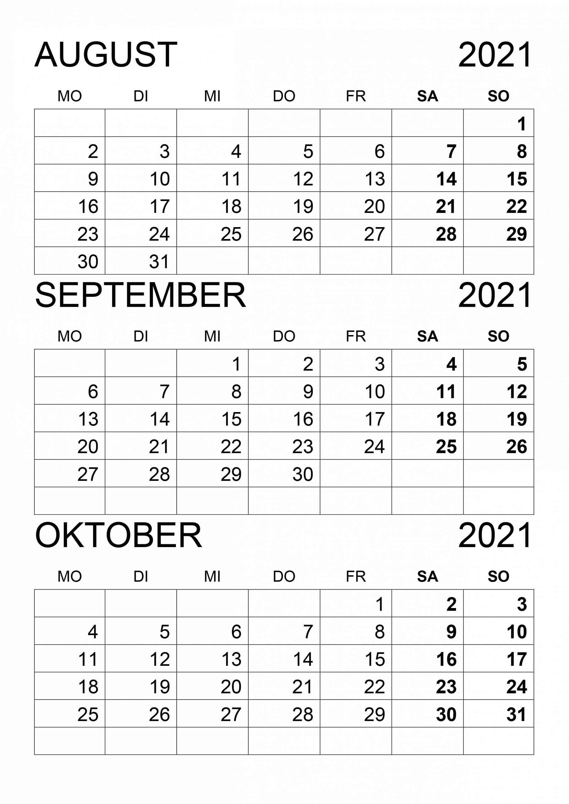 Get Kalender September En Oktober 2021