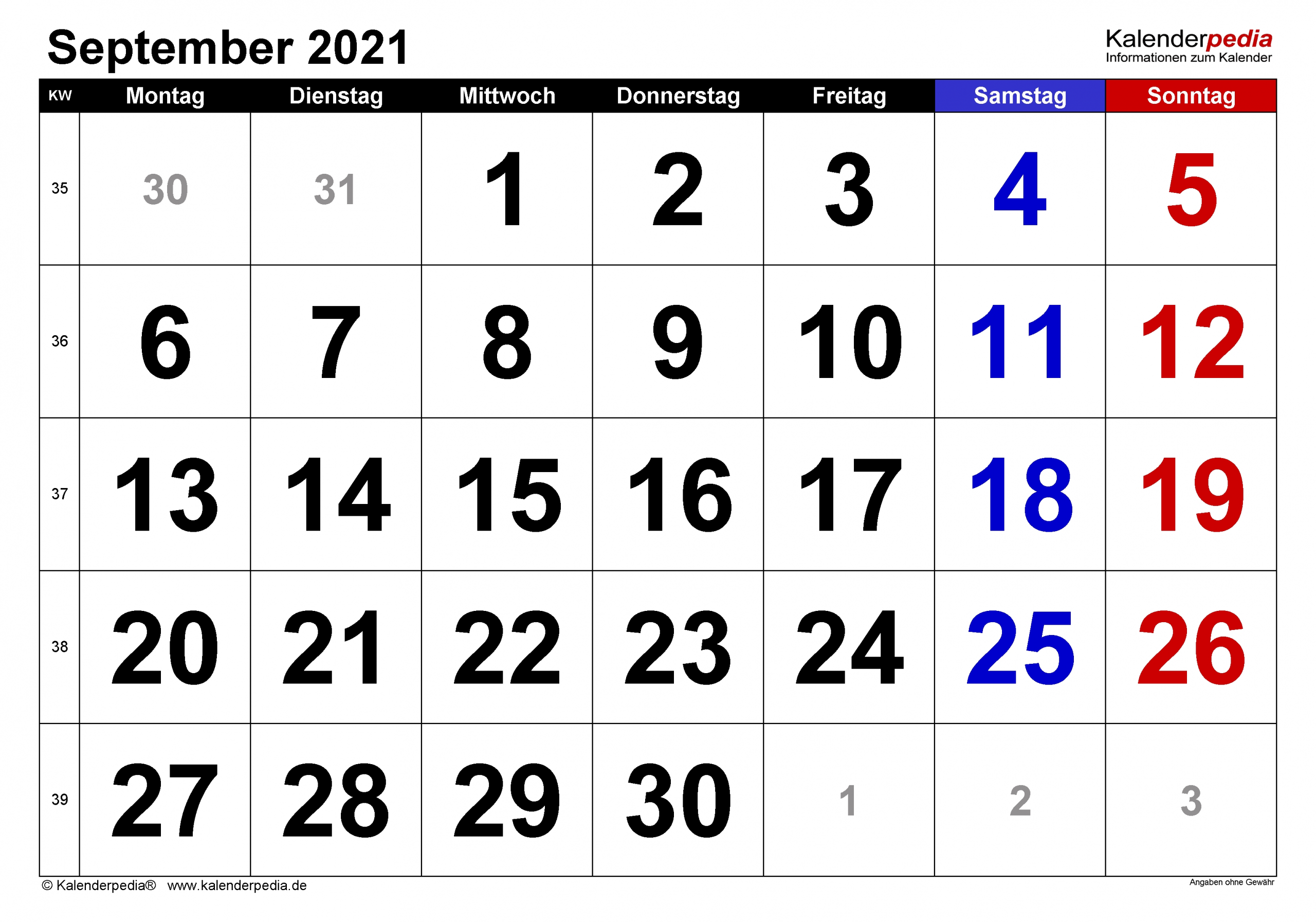 Get Kalender September Oktober November Dezember 2021