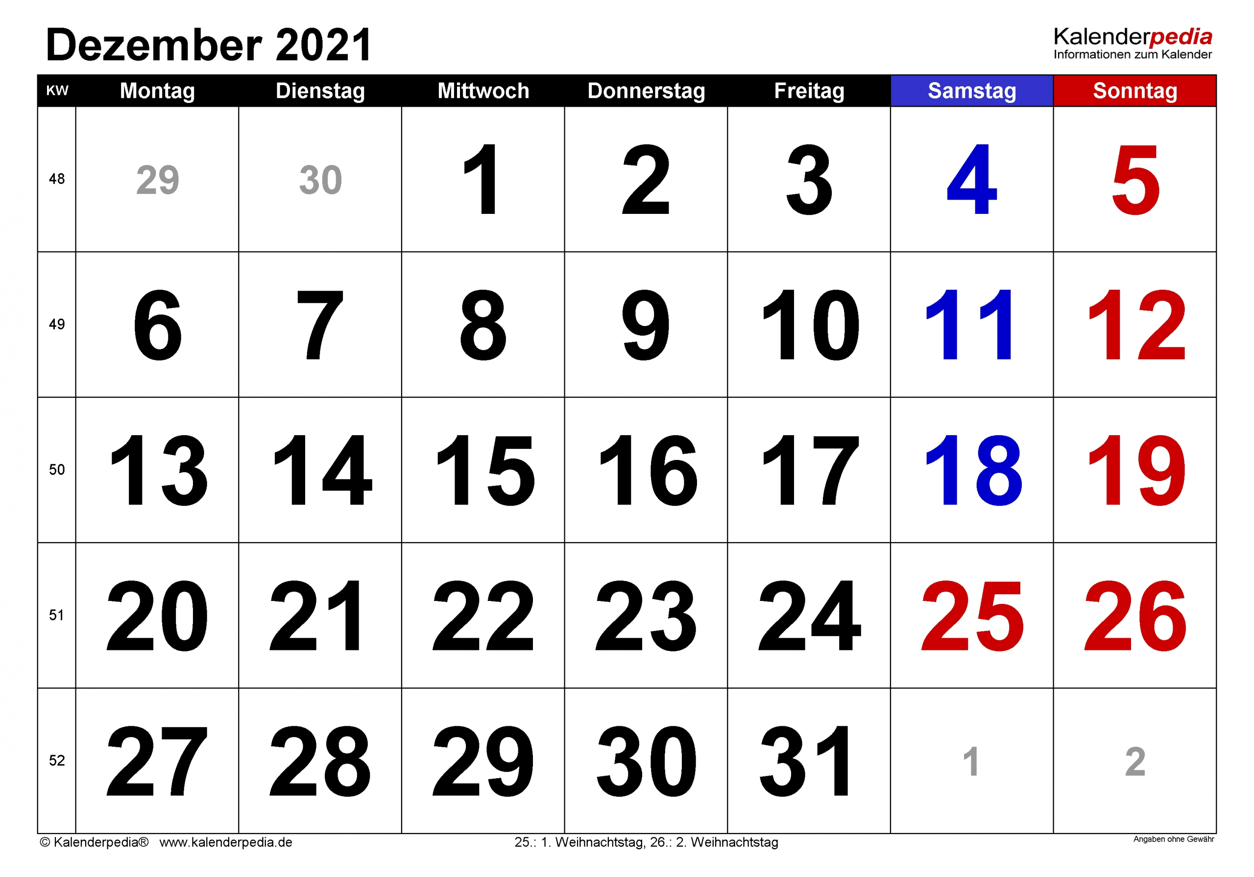 Get Kw Kalender 2021 Dezember