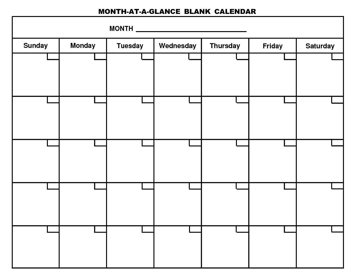 Get Large Blank Monthly Calendar Template