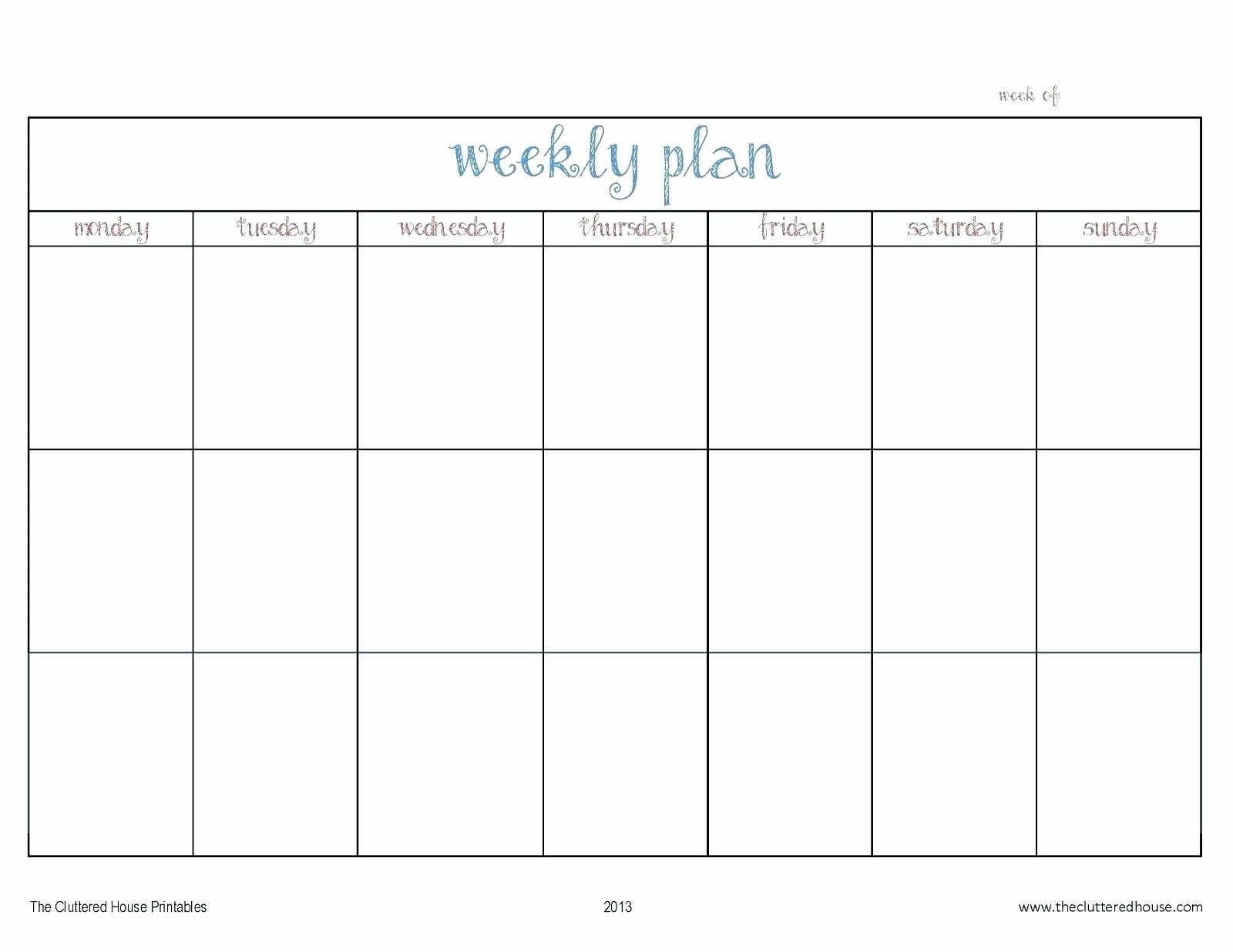Get Monday Friday Calendar Template Printable