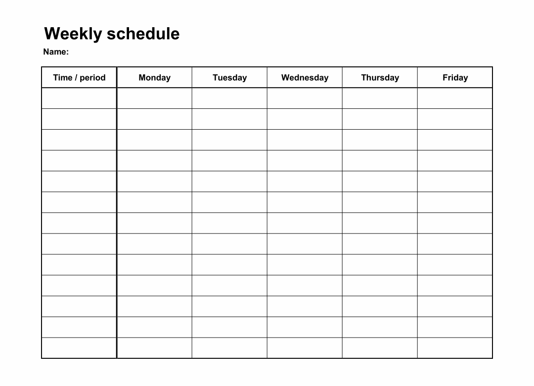 Get Monday Thru Friday Schedule Template