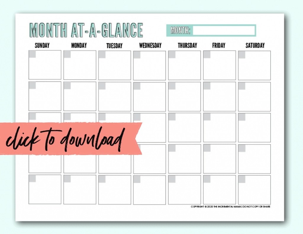 Get Month At A Glance Free Template