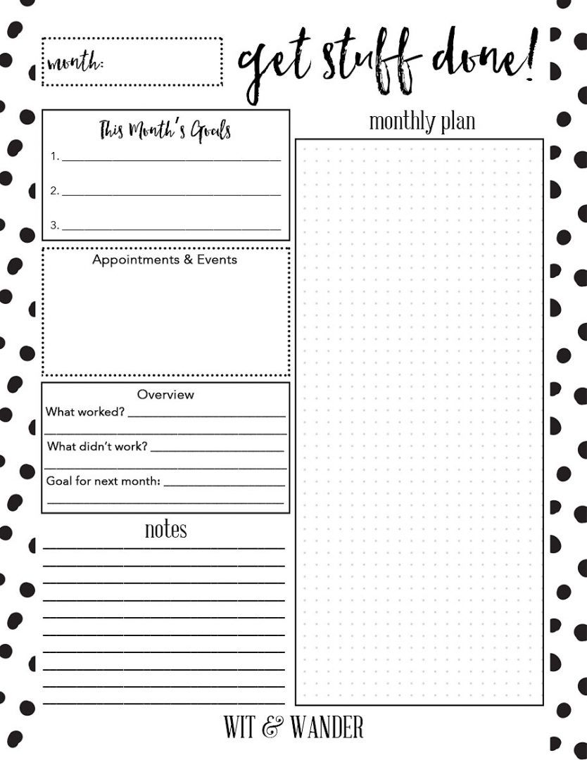 Get Month At A Glance Printable