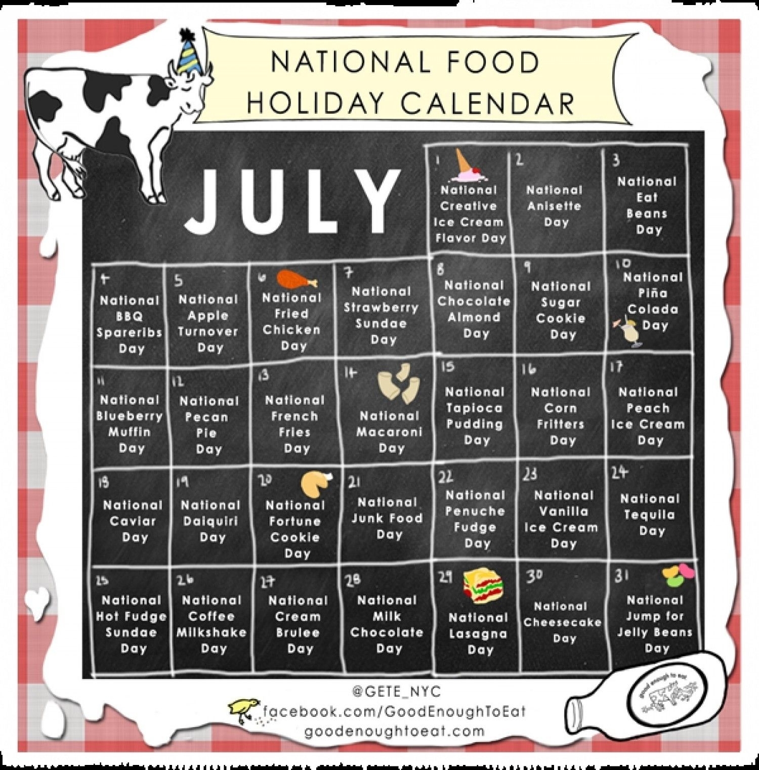 National Food Day List 2025 Calendar Gert Rebbecca