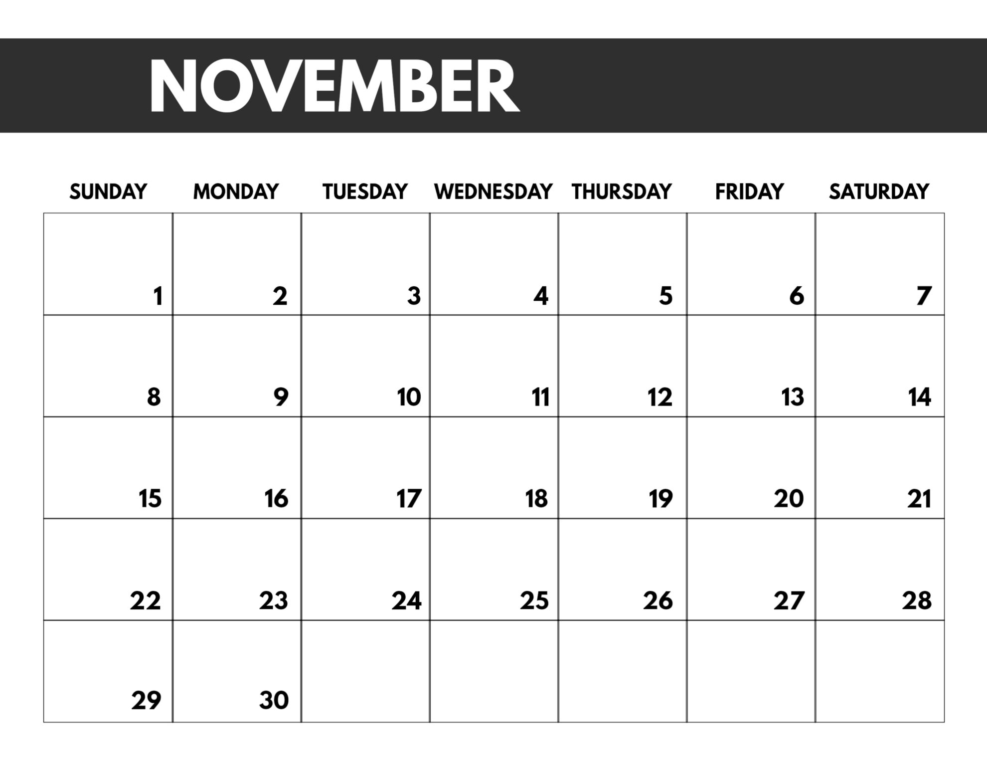 Get November 2021 Calendar 8.5X11