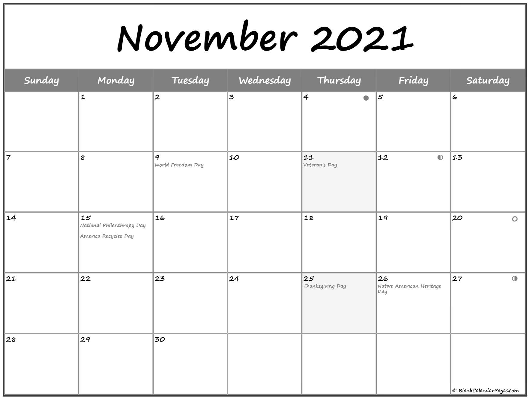 Get November 2021 With Moons