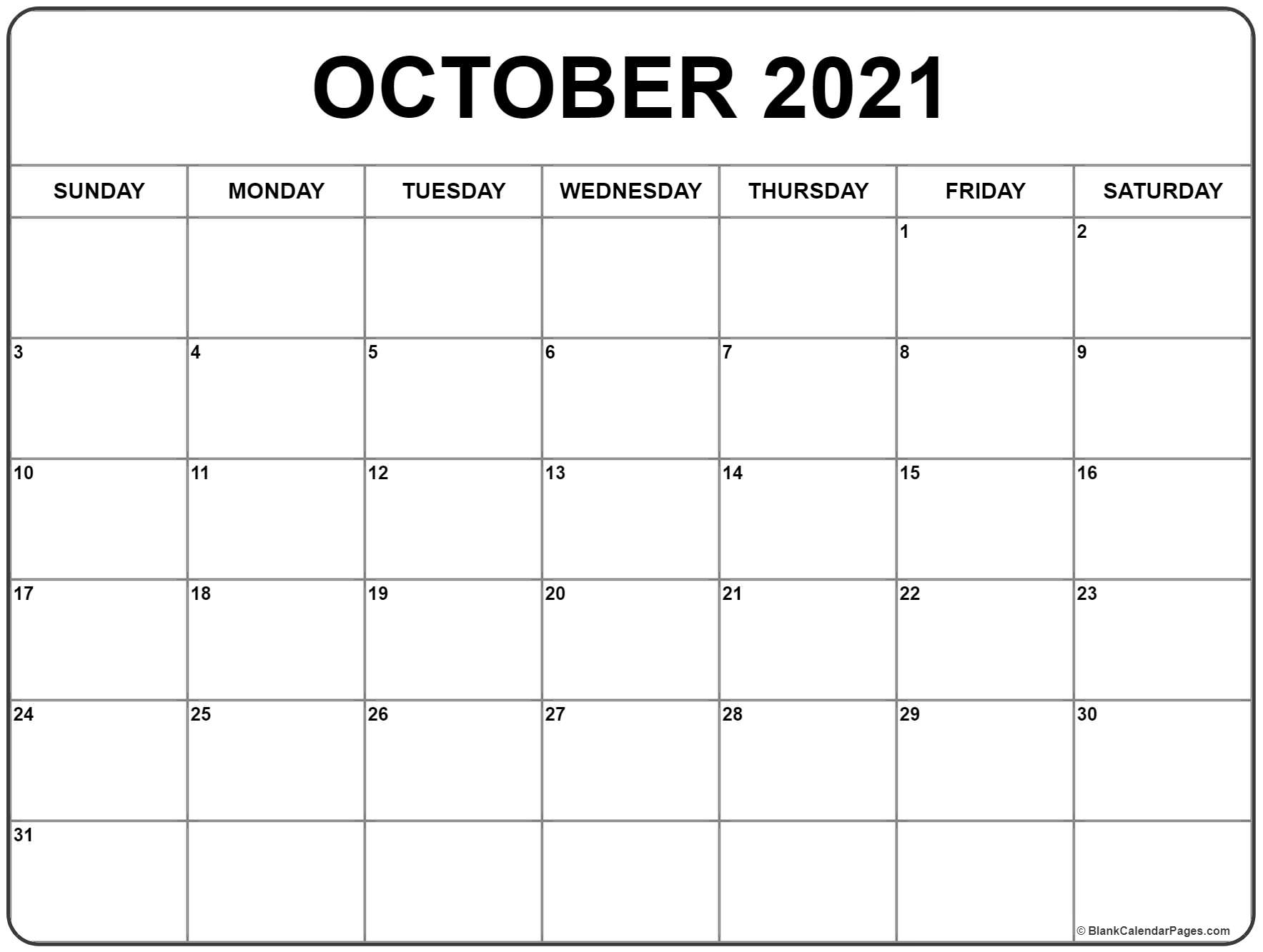 Get October 2021 Calendar To Color And Print