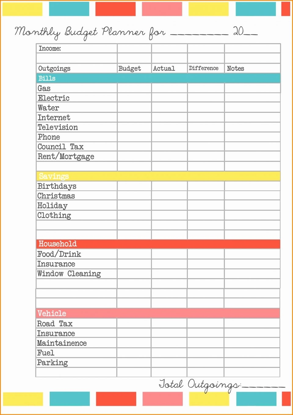 Get Payment Sheet Printable For A Month
