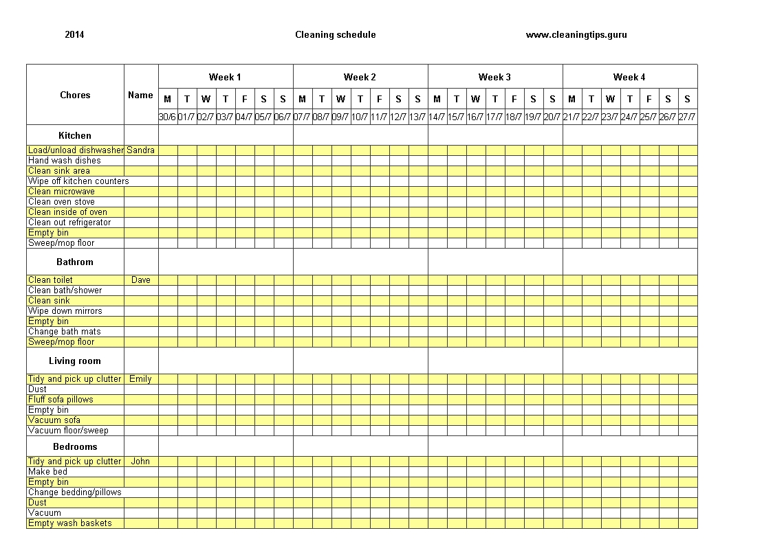 Pick Up Drop Off Schedule Template