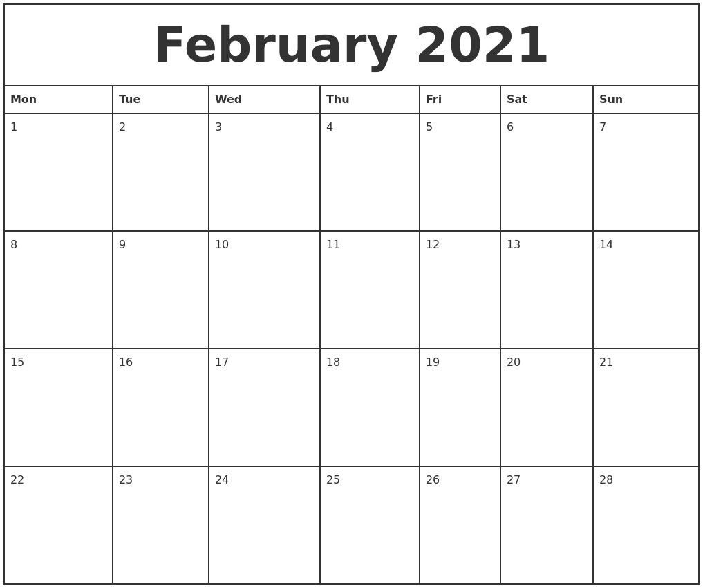 Get Print Free 2021 Calendar Without Downloading Monthly