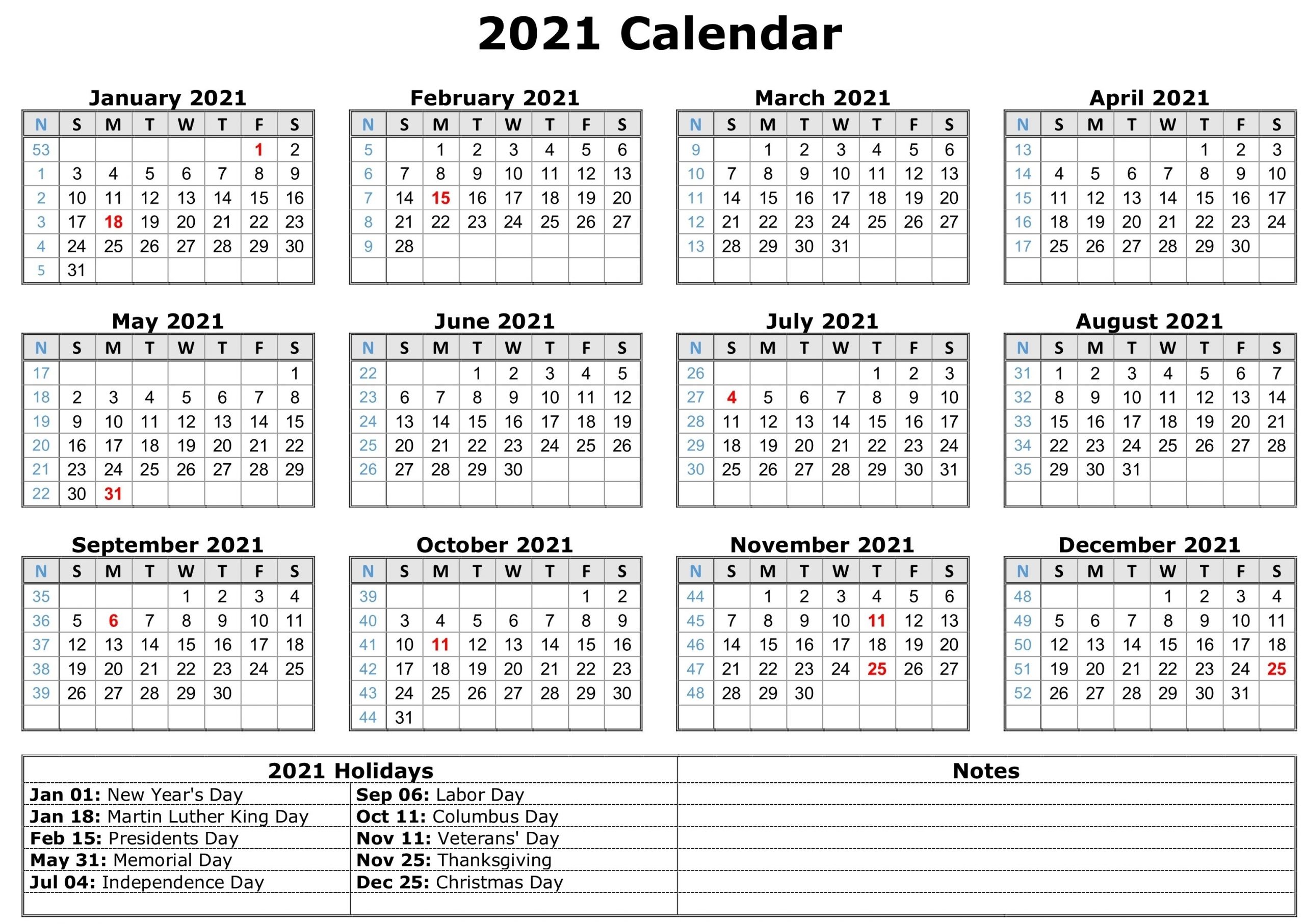 Get Print Free 2021 Calendar Without Downloading