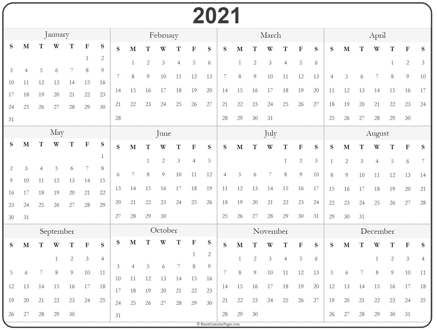 Get Print Free Monthly 2021 Calendar Without Downloading