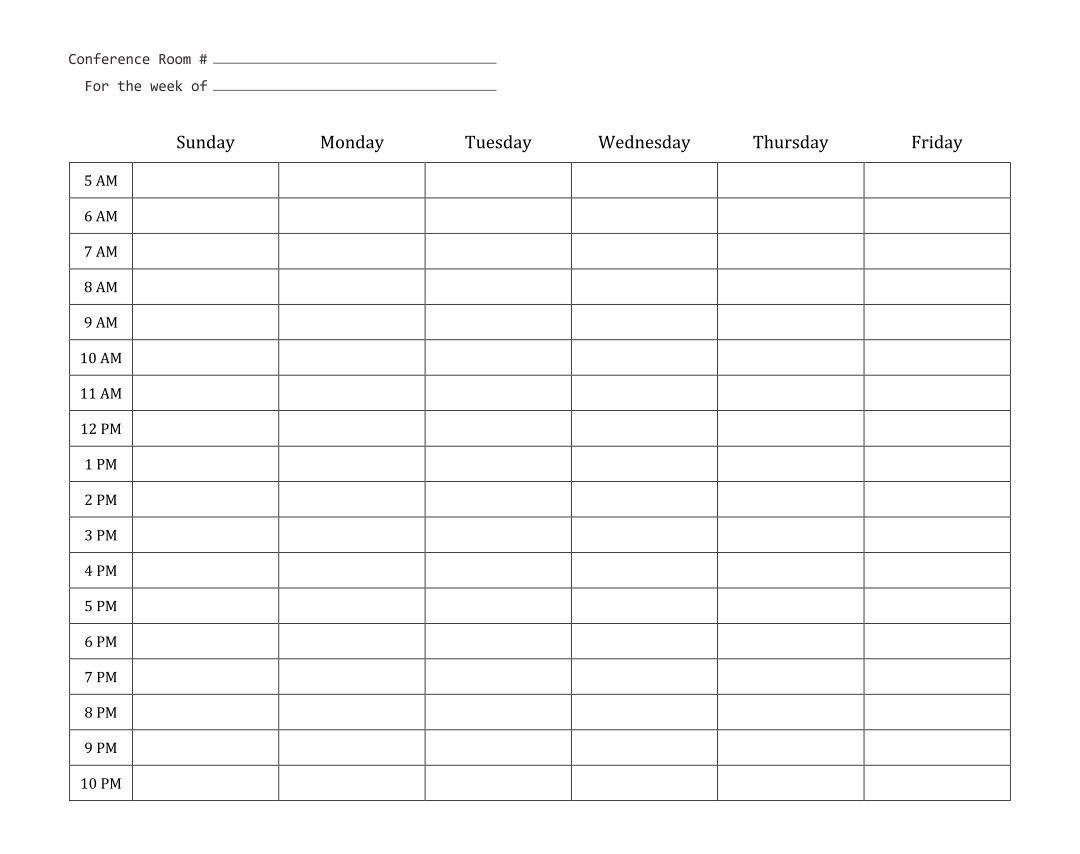 Get Printable Blank Work Week Calendar