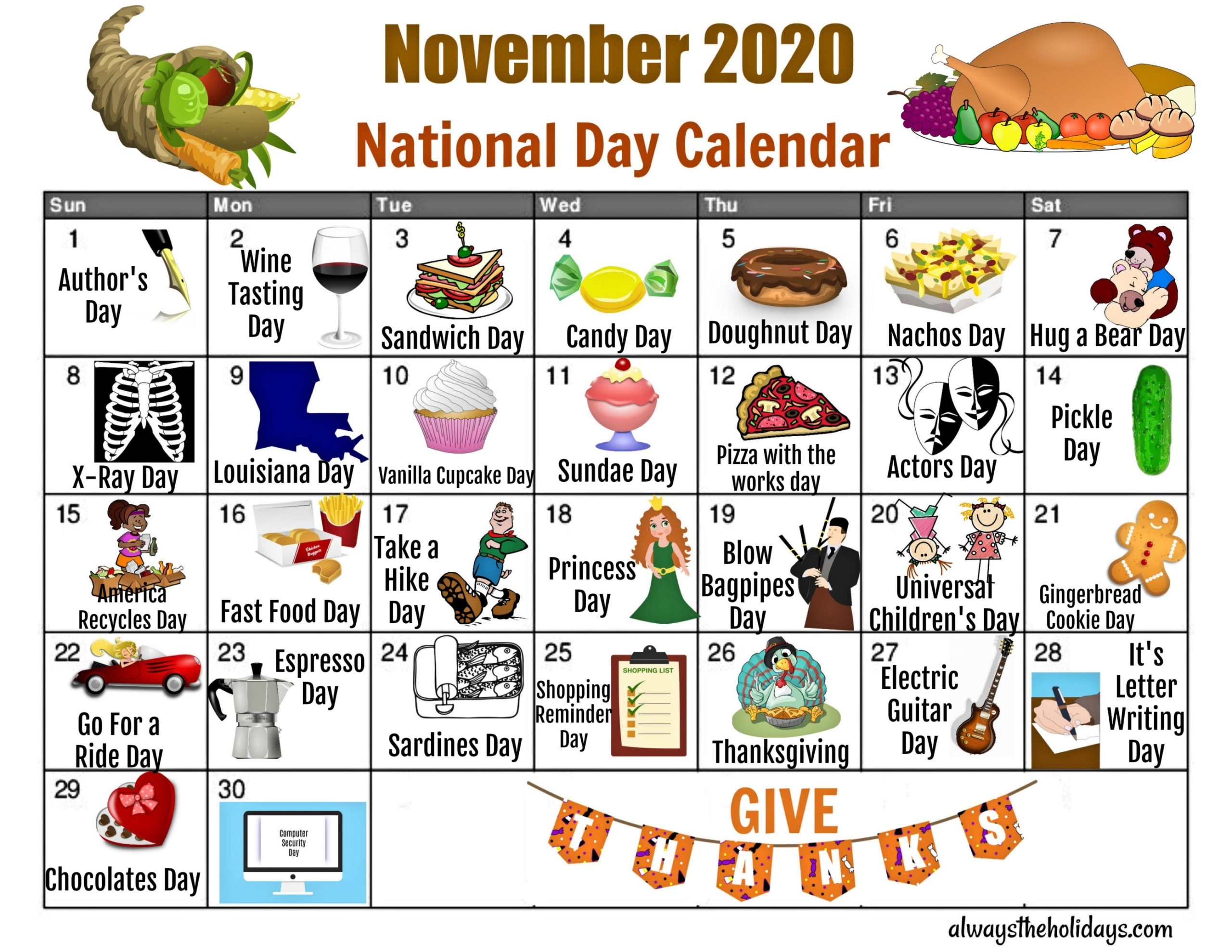 Get Printable Calendar 2021 National Days