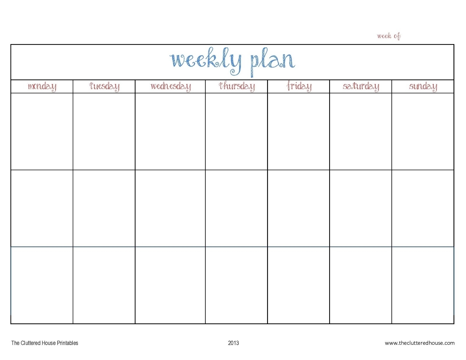 Get Printable Calendar Monday-Sunday