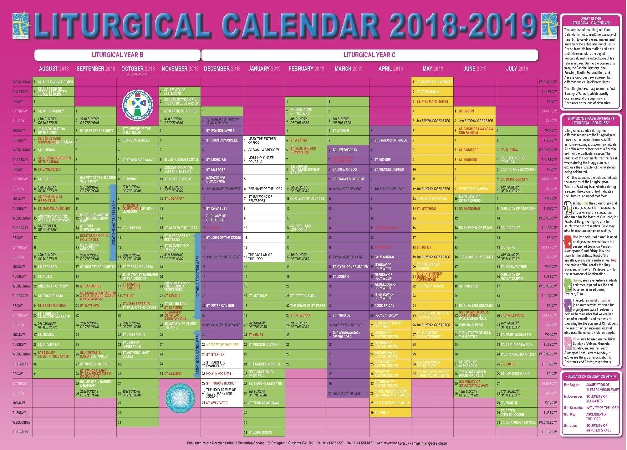 Get Printable Liturgical Calendar 2021
