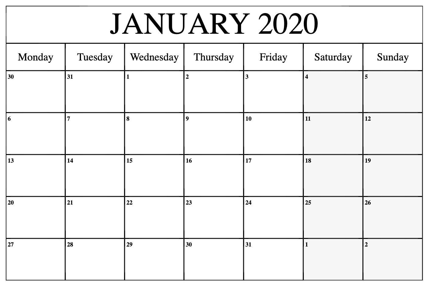 Get Printable Monday Through Sunday Calendar 2021