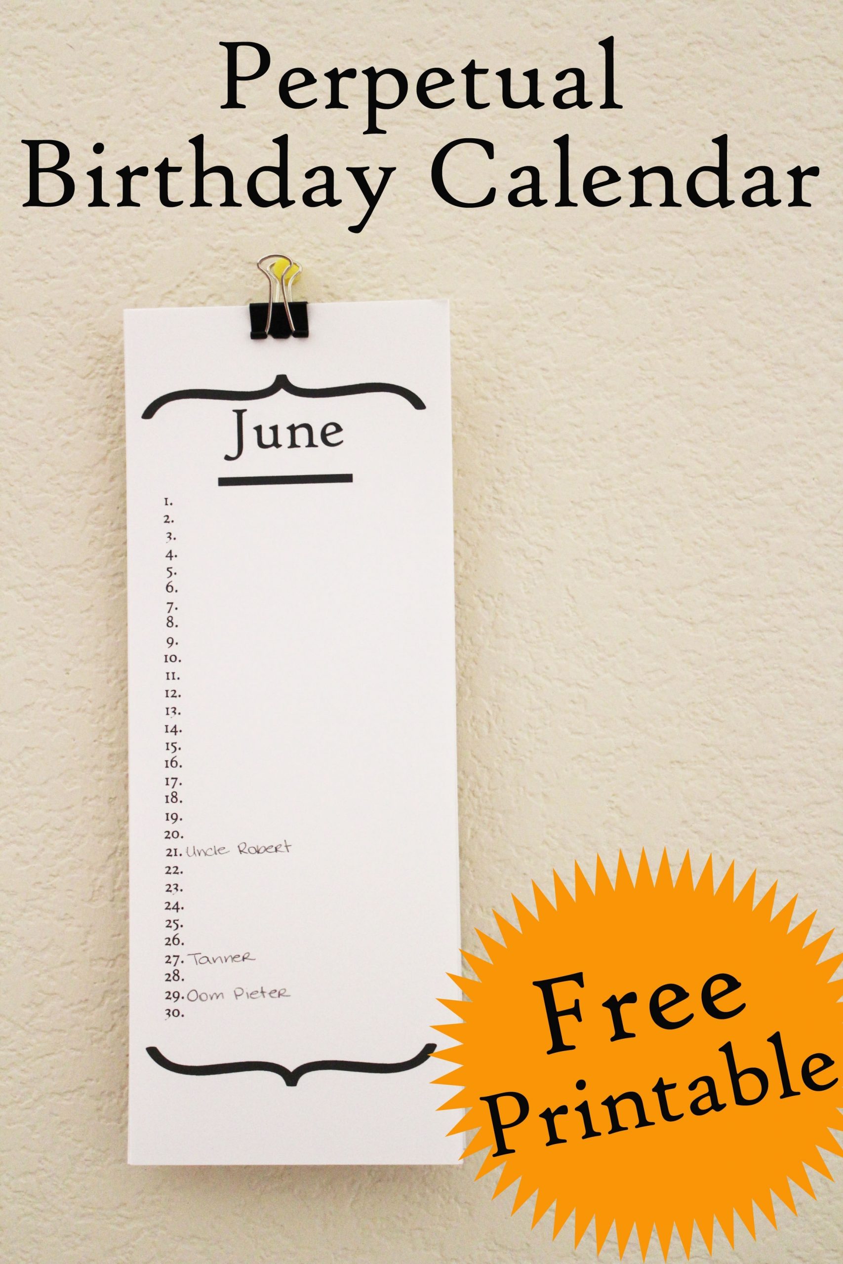 Get Printable Perpetual Calendar Free