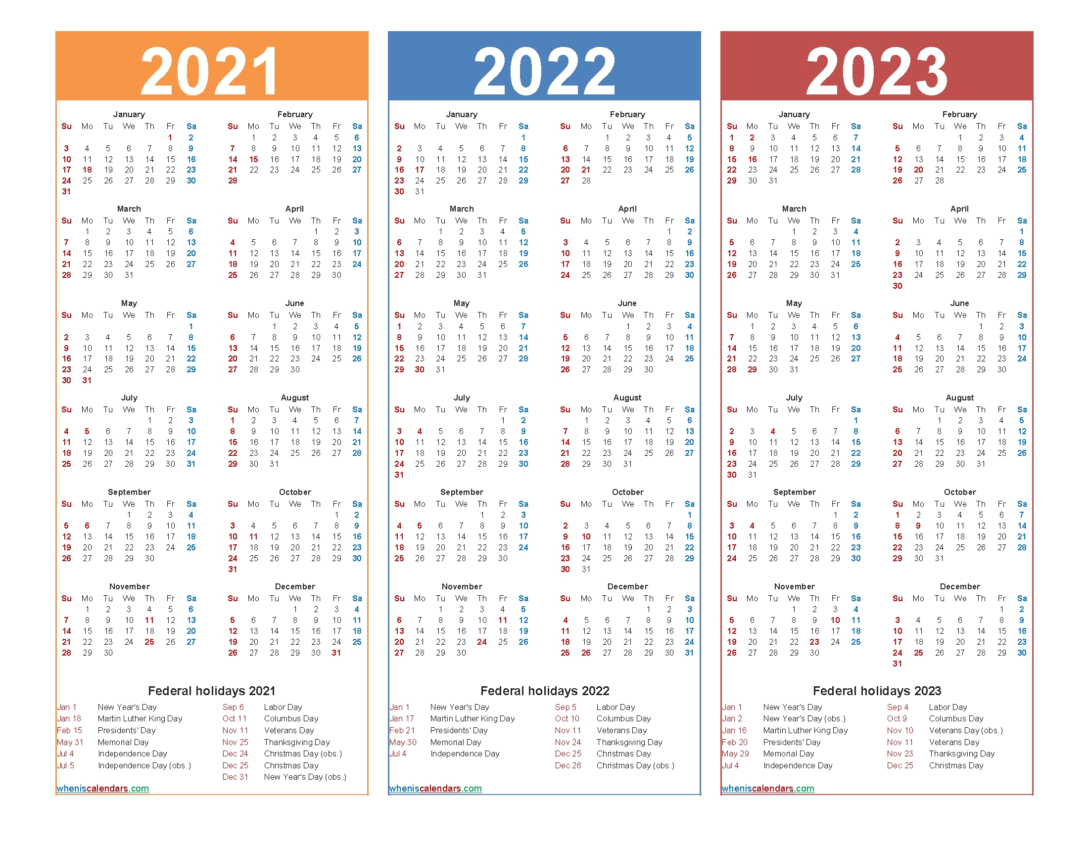 Get Printable Yearly Calendars 2021 2022