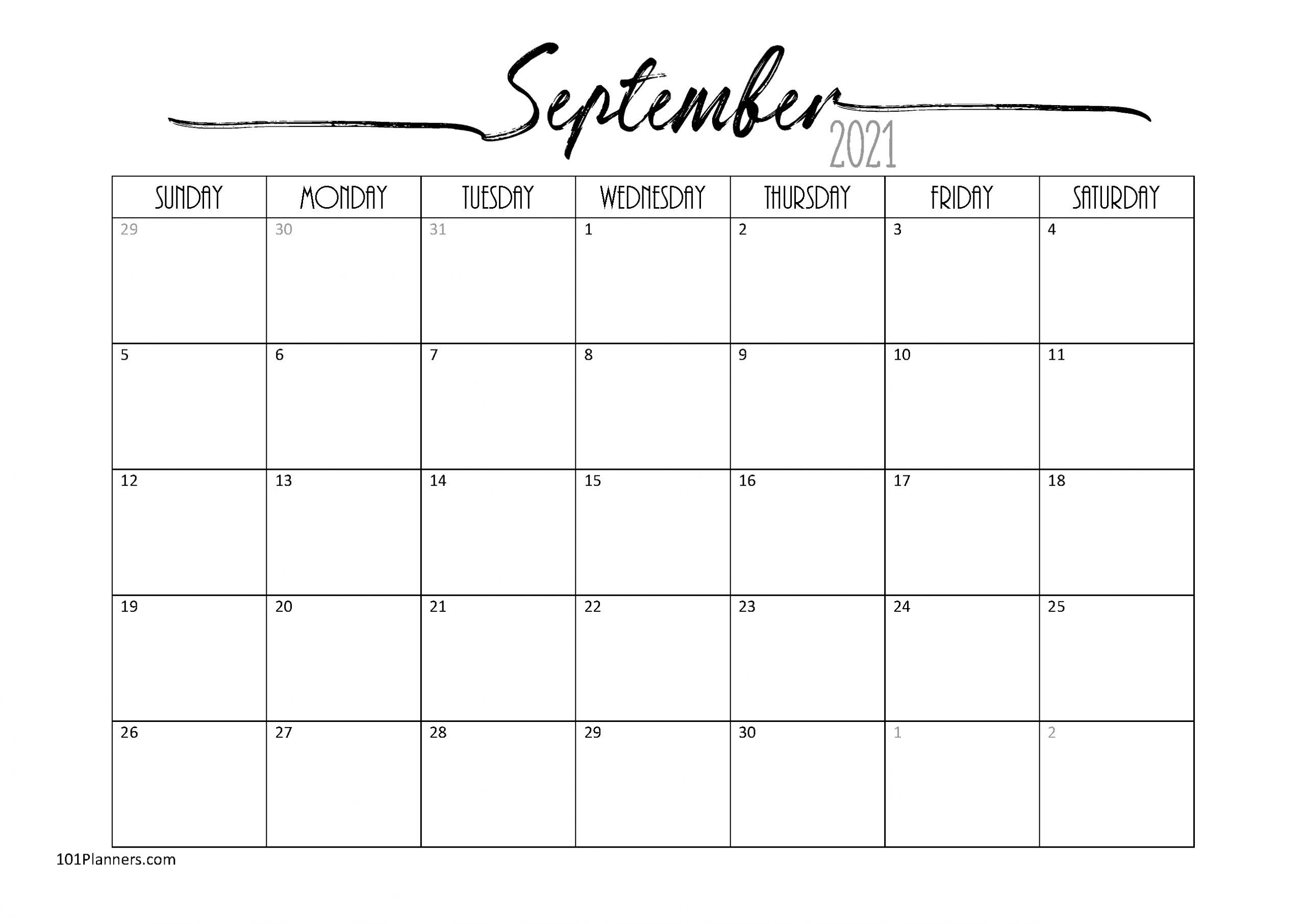 Get September 2021 Calendar Clip Art
