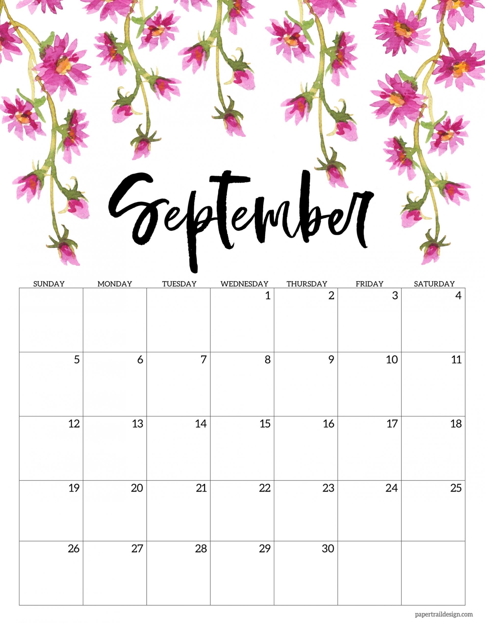 Get September Calendar 2021 Printable Free Pretty