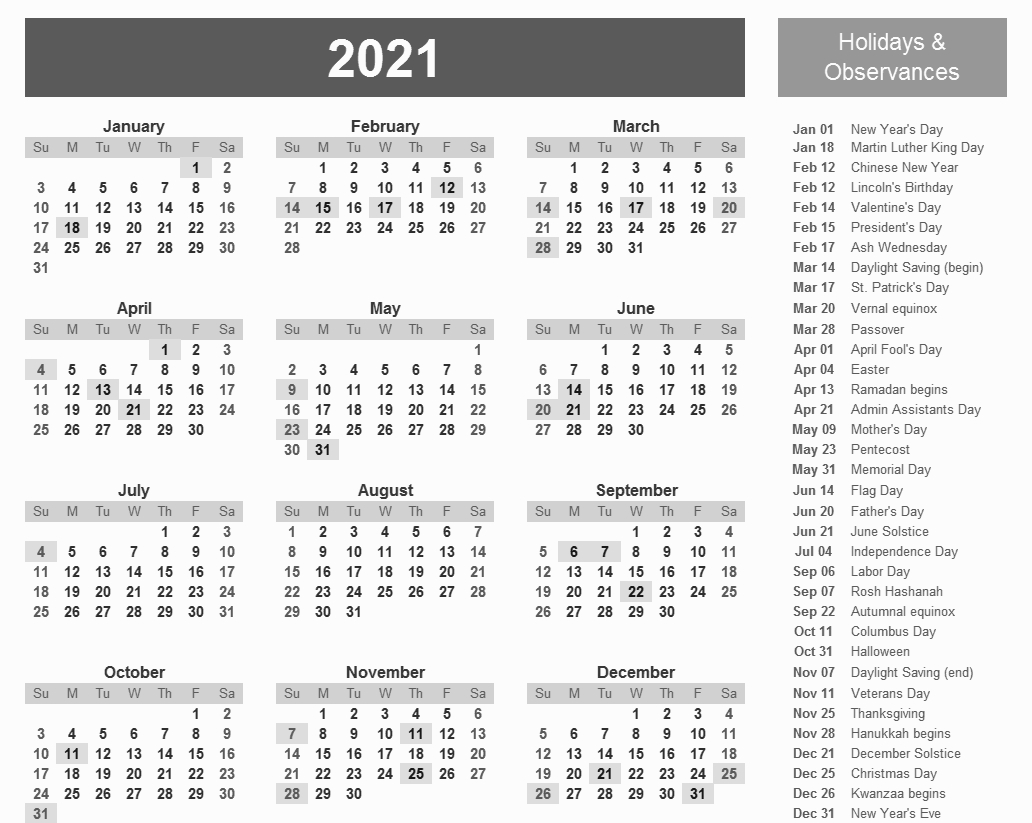 Get Small Printable 2021 Yearly Calendar