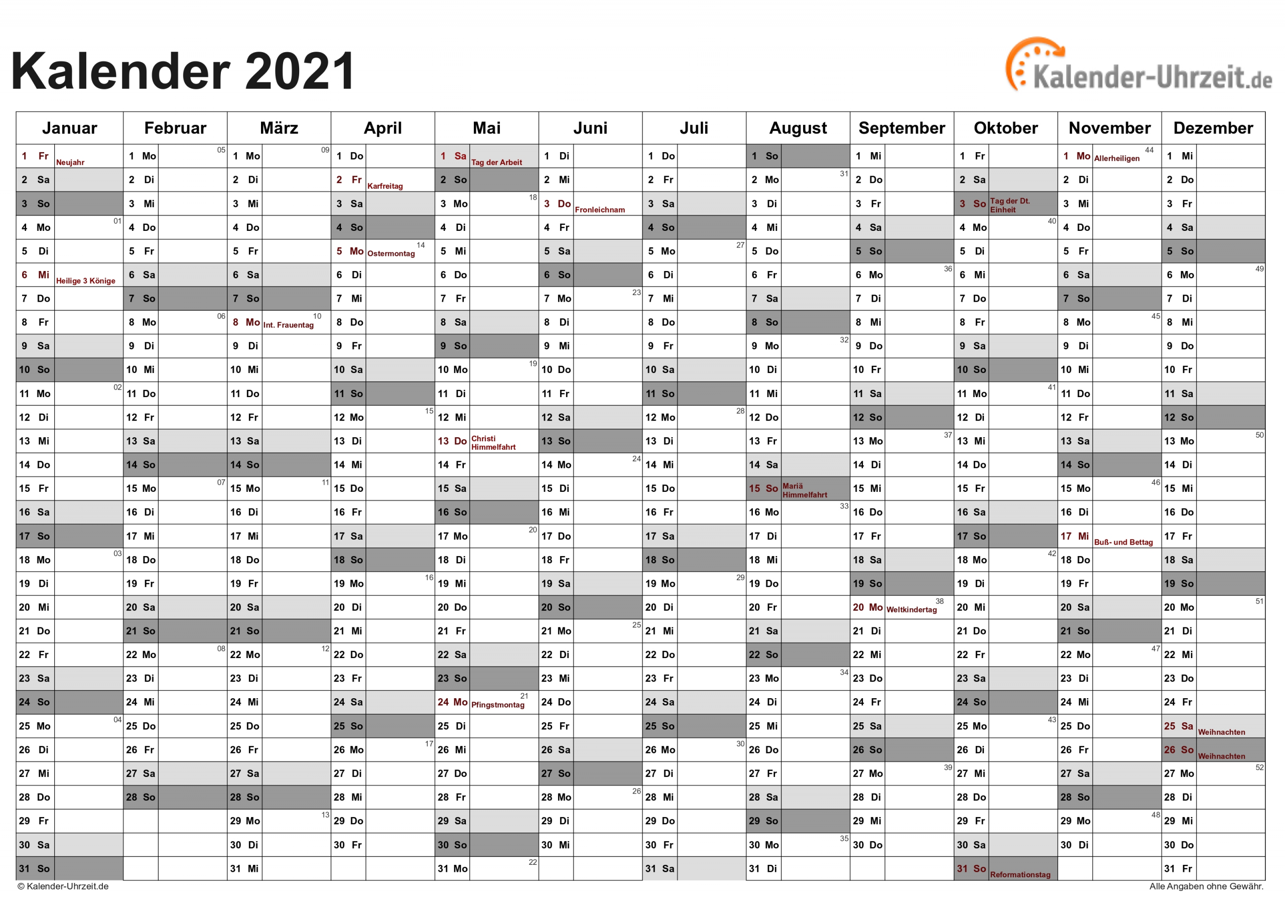 Get Terminkalender 2021 Zum Ausdrucken
