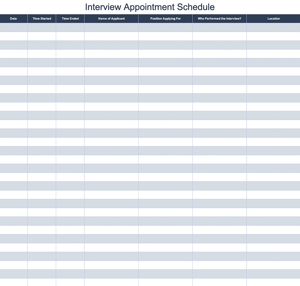 Take Time Slot Template Schedule Excel | Best Calendar Example