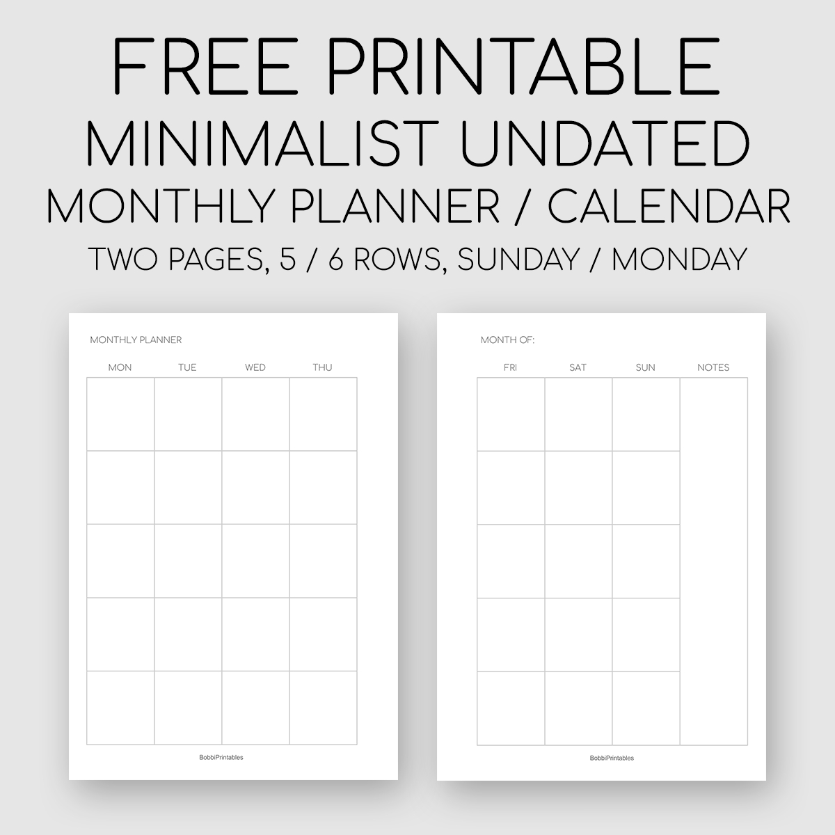 Get Undated Monthly Planner Pages