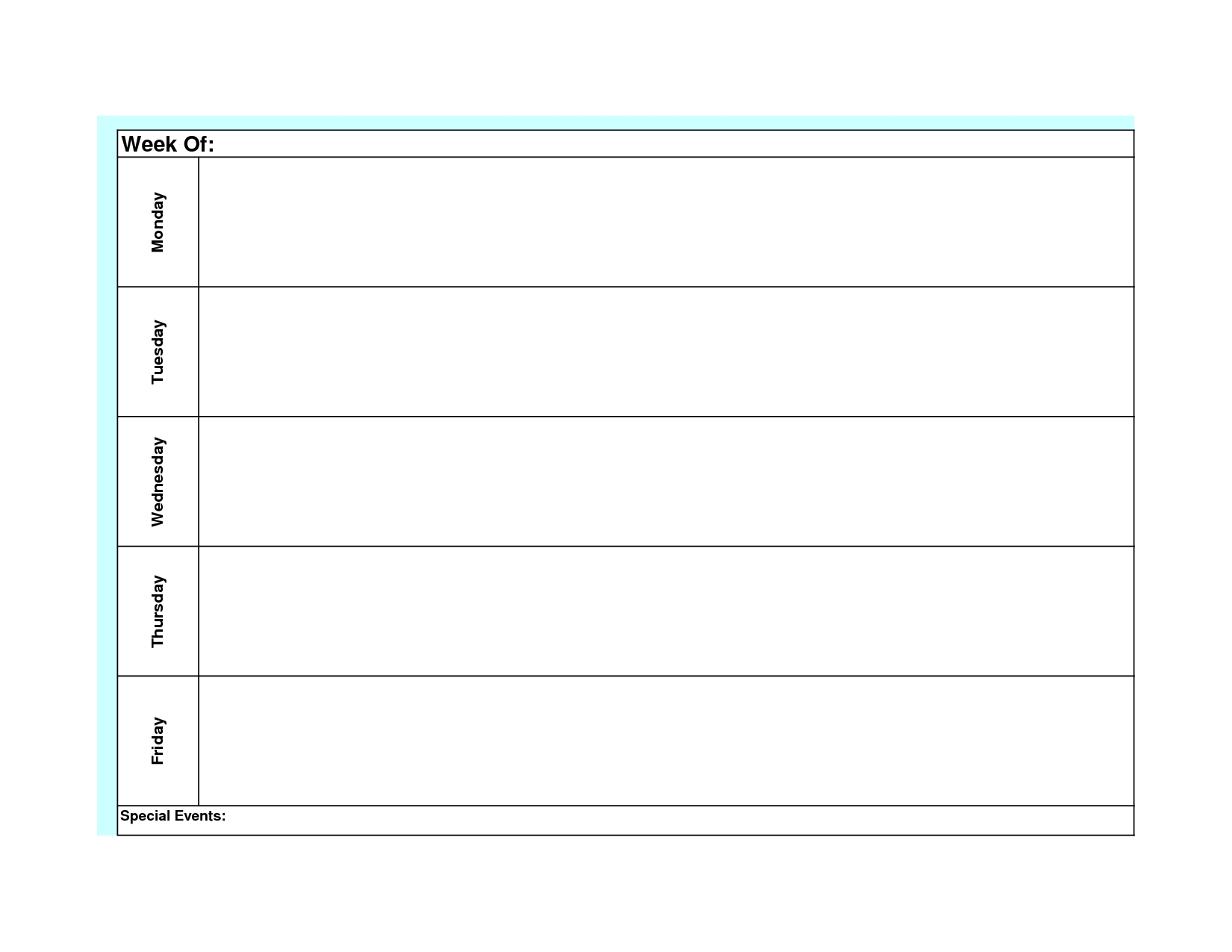 Get Weekly Timetable Mon To Fri